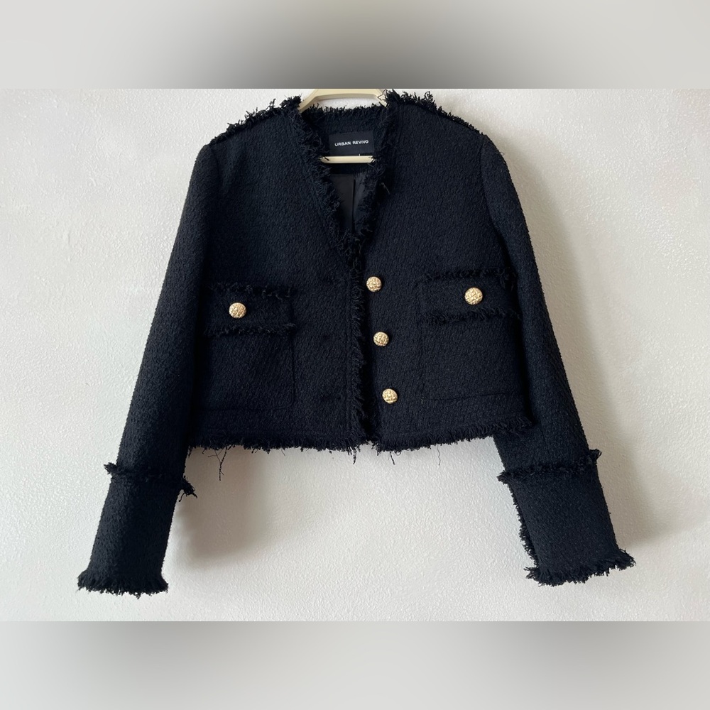 Urban Revivo Tweed Jacket with Gold Buttons Chanel Style XS NWOT